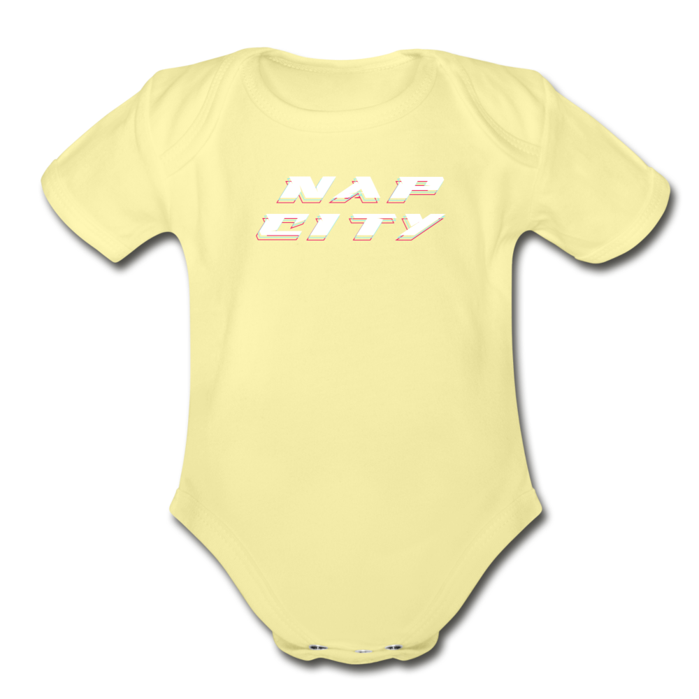 Nap City Short Sleeve Baby Bodysuit - washed yellow