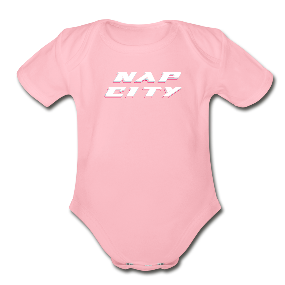 Nap City Short Sleeve Baby Bodysuit - light pink