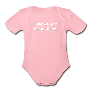 Nap City Short Sleeve Baby Bodysuit - light pink