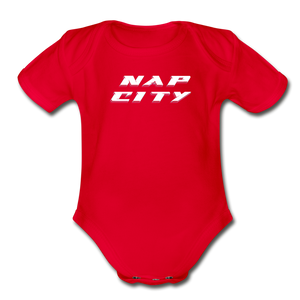 Nap City Short Sleeve Baby Bodysuit - red