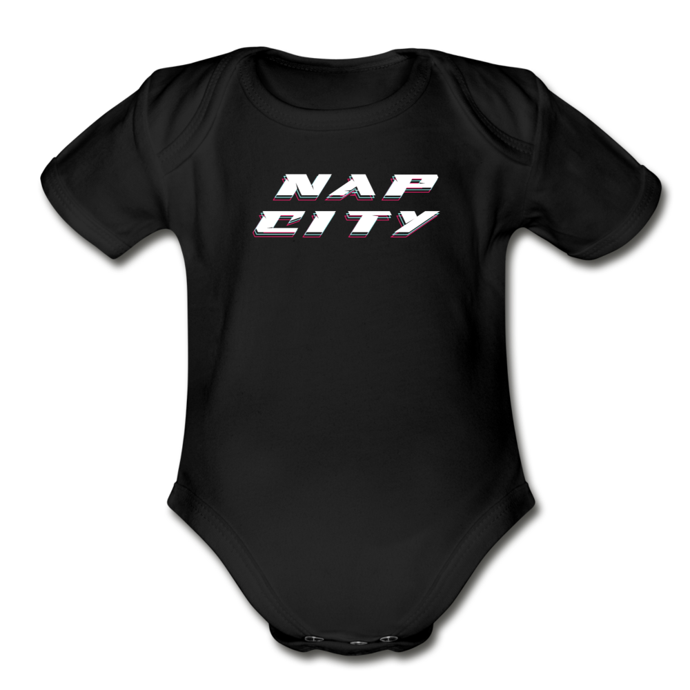 Nap City Short Sleeve Baby Bodysuit - black