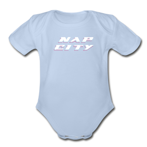 Nap City Short Sleeve Baby Bodysuit - sky