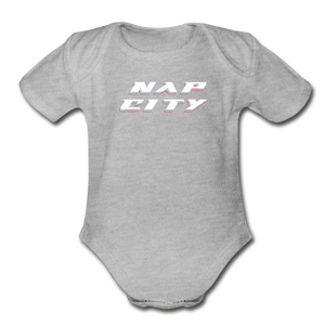 Nap City Short Sleeve Baby Bodysuit - heather gray