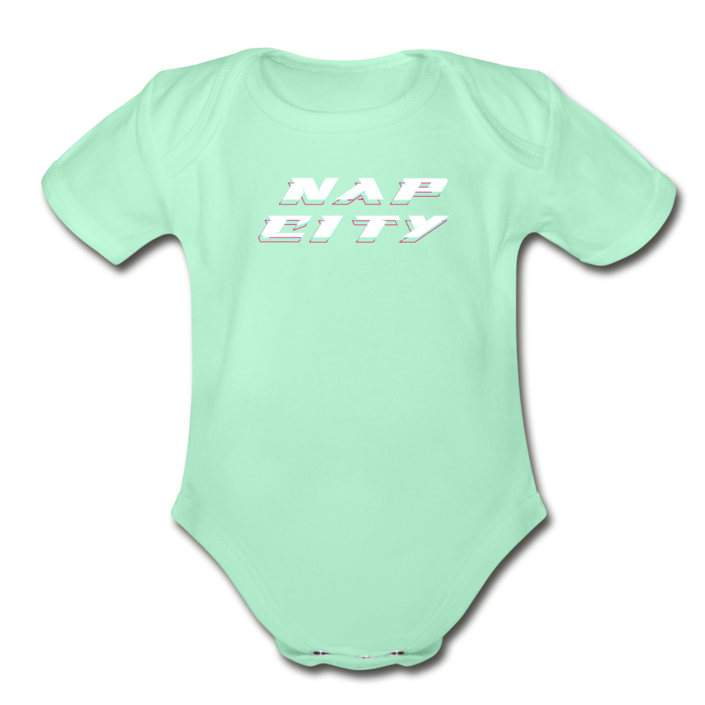 Nap City Short Sleeve Baby Bodysuit - light mint