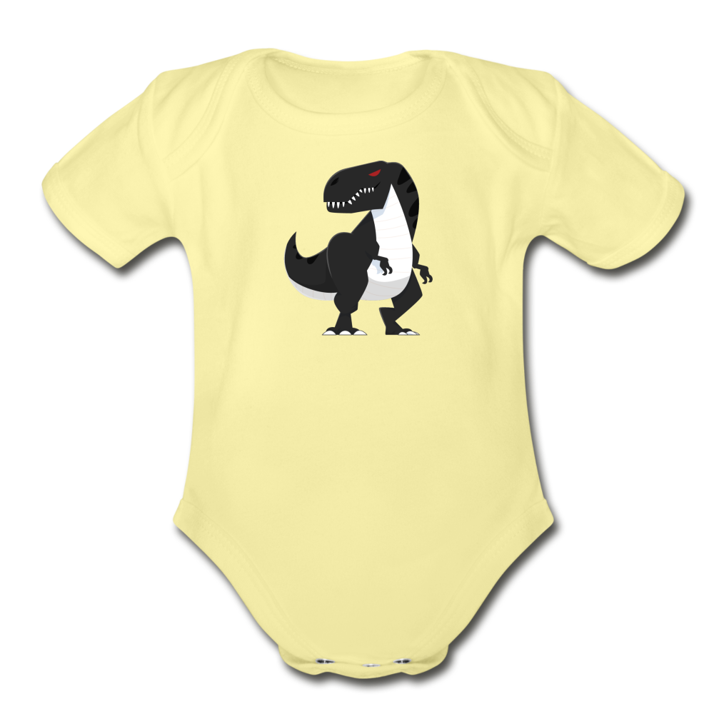 Cartoon T-Rex Baby Bodysuit - washed yellow
