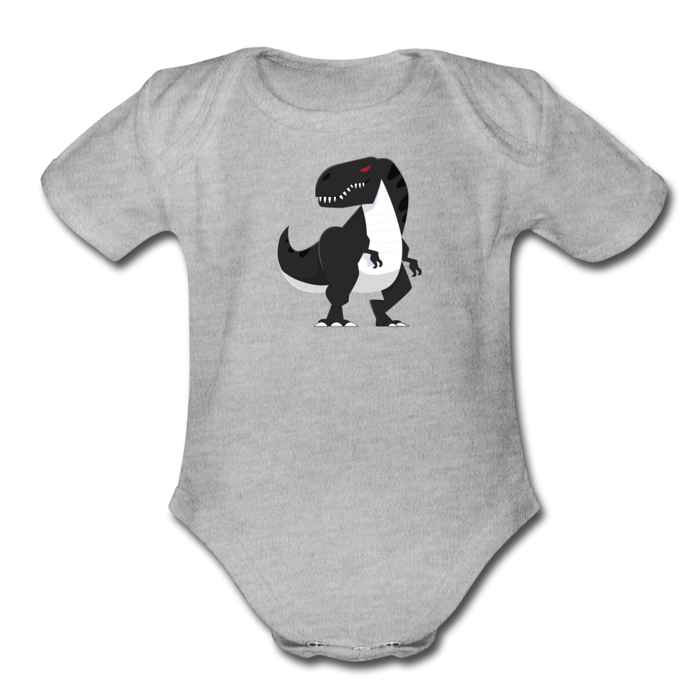 Cartoon T-Rex Baby Bodysuit - heather gray