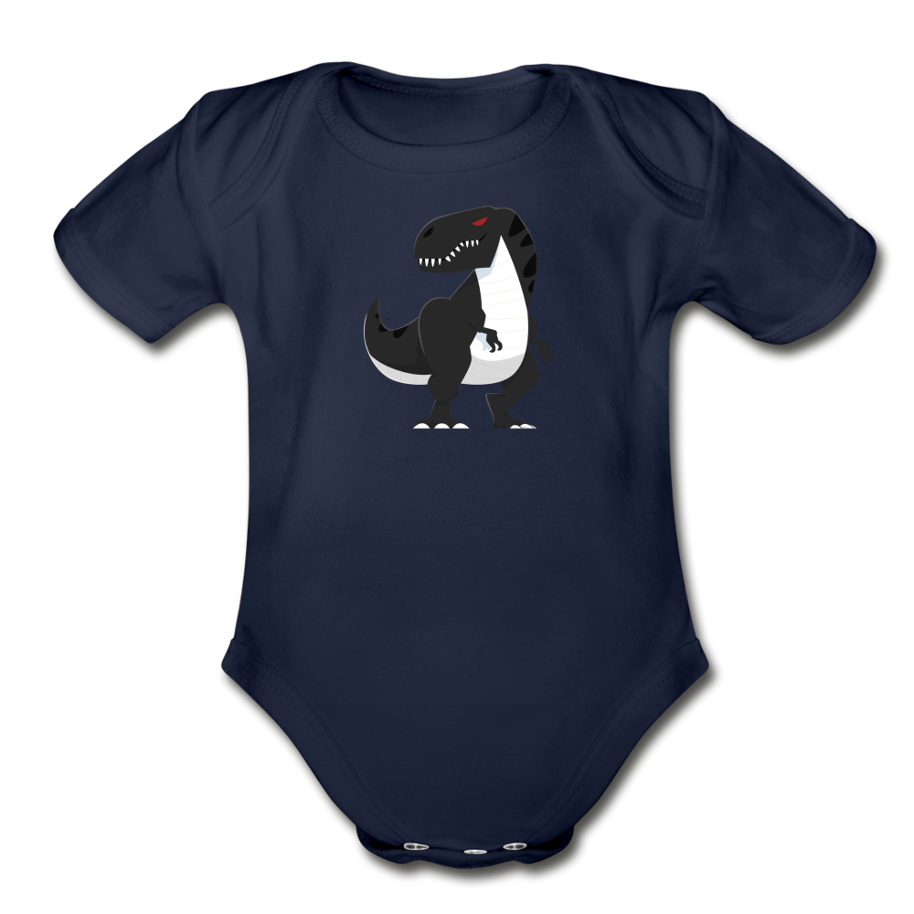 Cartoon T-Rex Baby Bodysuit - dark navy