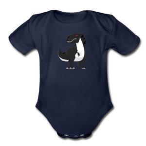 Cartoon T-Rex Baby Bodysuit - dark navy