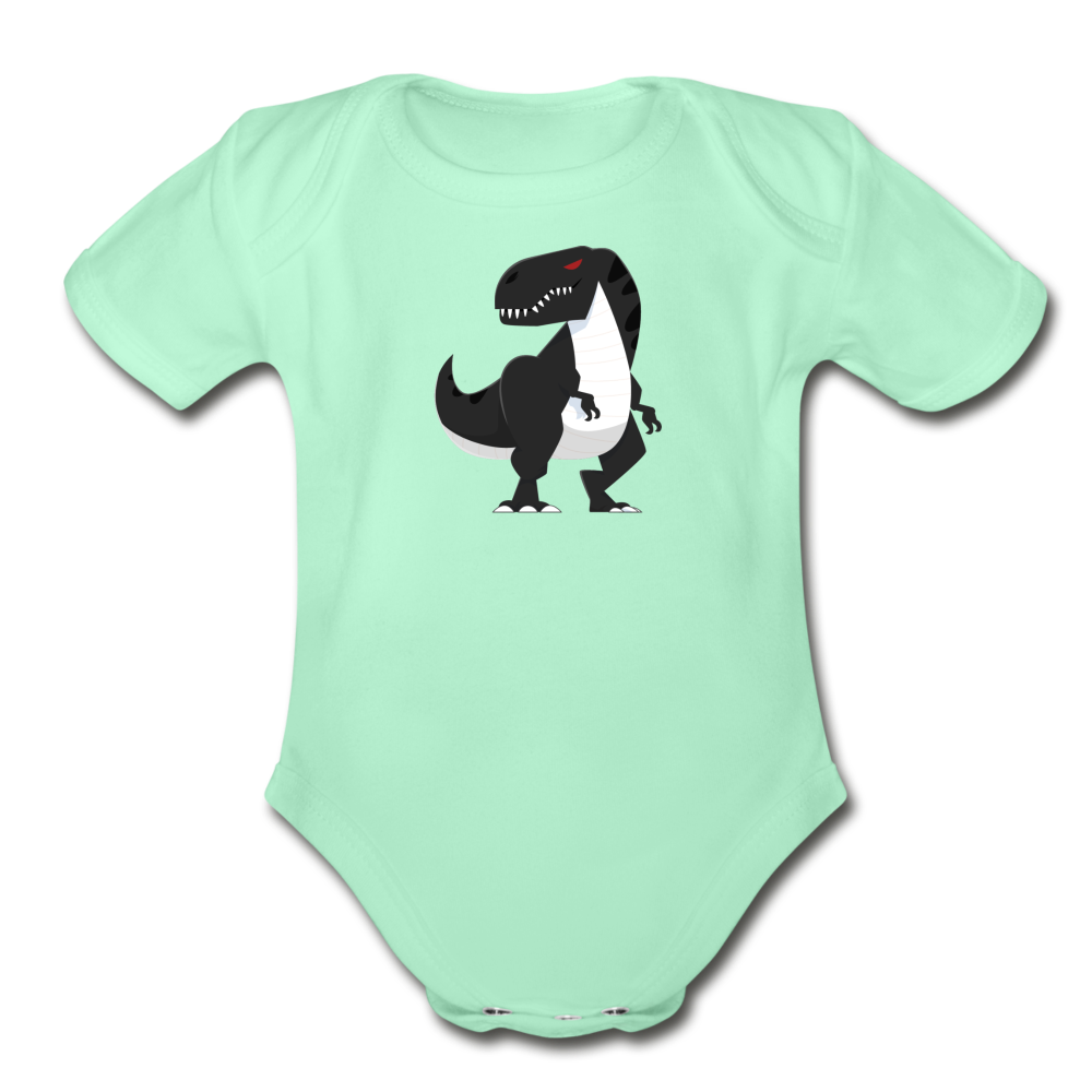 Cartoon T-Rex Baby Bodysuit - light mint