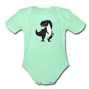 Cartoon T-Rex Baby Bodysuit - light mint