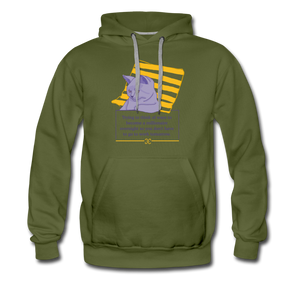 Concentrated Cat Men’s Hoodie - olive green