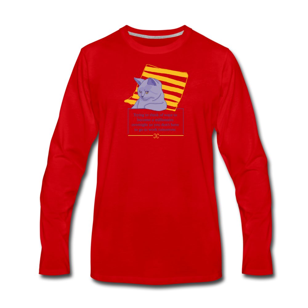 Concentrated Cat Men's Long Sleeve T-Shirt - red