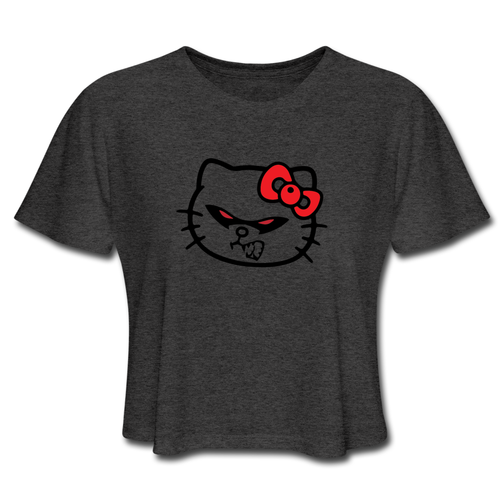 HELL-O Kitty Women's Cropped T-Shirt - deep heather