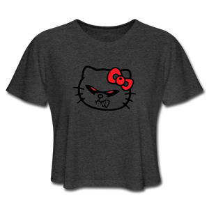 HELL-O Kitty Women's Cropped T-Shirt - deep heather